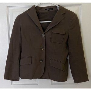 Theory Brown Suit Jacket Blazer Sport Coat Women’s Size 4 Cotton Long Sleeve